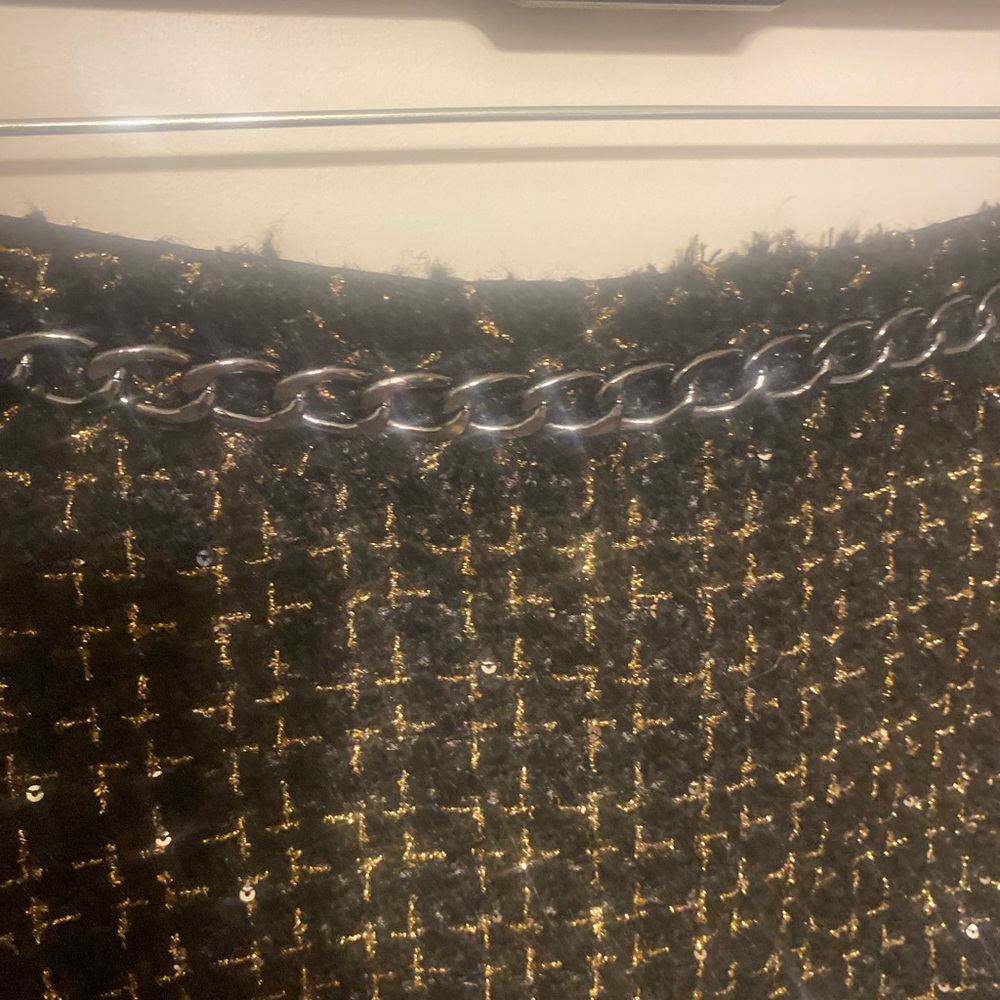 alice + olivia jalen black tweed glitter Chain Miniskirt size 12 - Picture 10 of 14